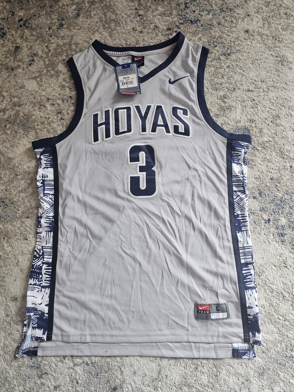 Nike Georgetown Hoyas #3 Gray Basketball Jersey Size Large NWT